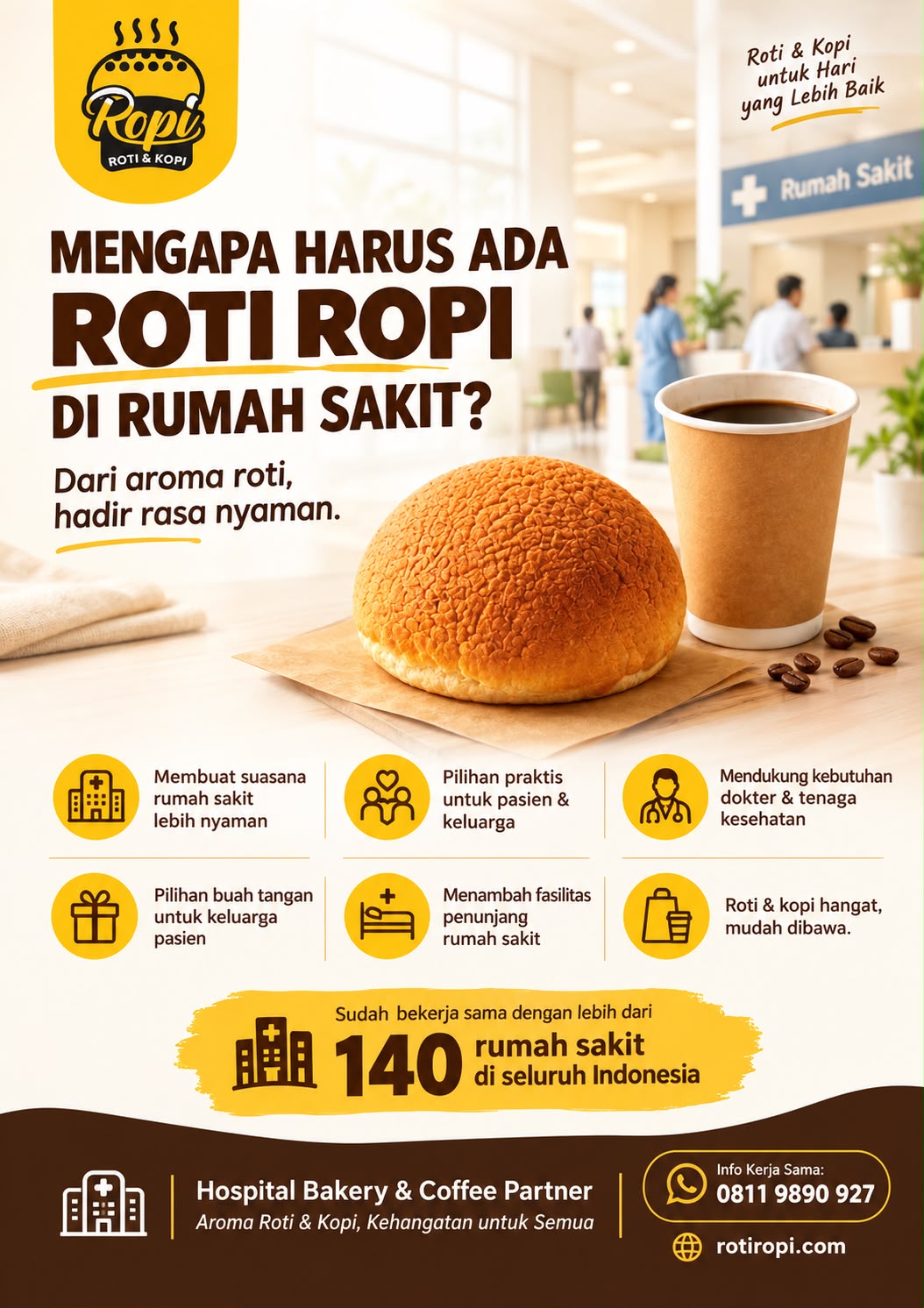 Kemitraan Outlet Roti Ropi untuk Area Rumah Sakit